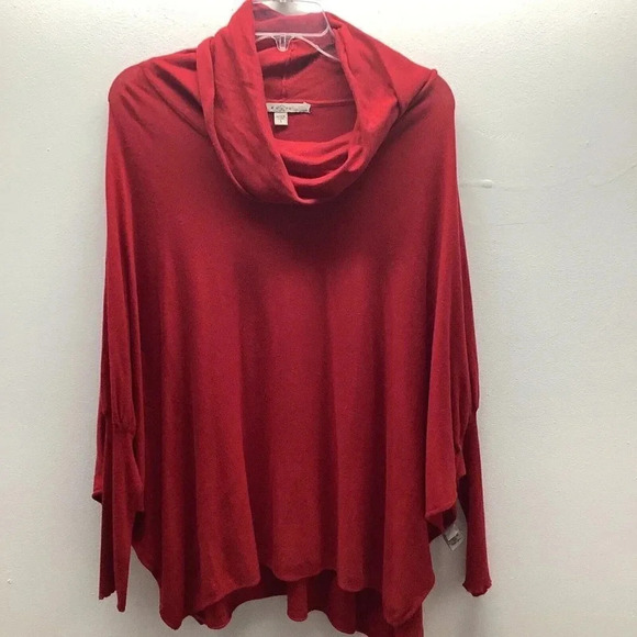 Fever Size Small Red Knit Cowl Neck Tunic Faux Wrap Sweater Top. Preowned - Picture 1 of 5